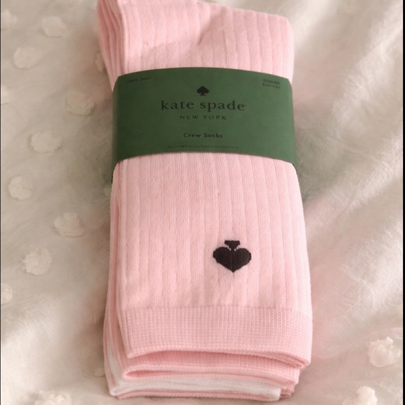 kate spade Accessories - Kate Spade Crew Socks 6-Pack Pink and White